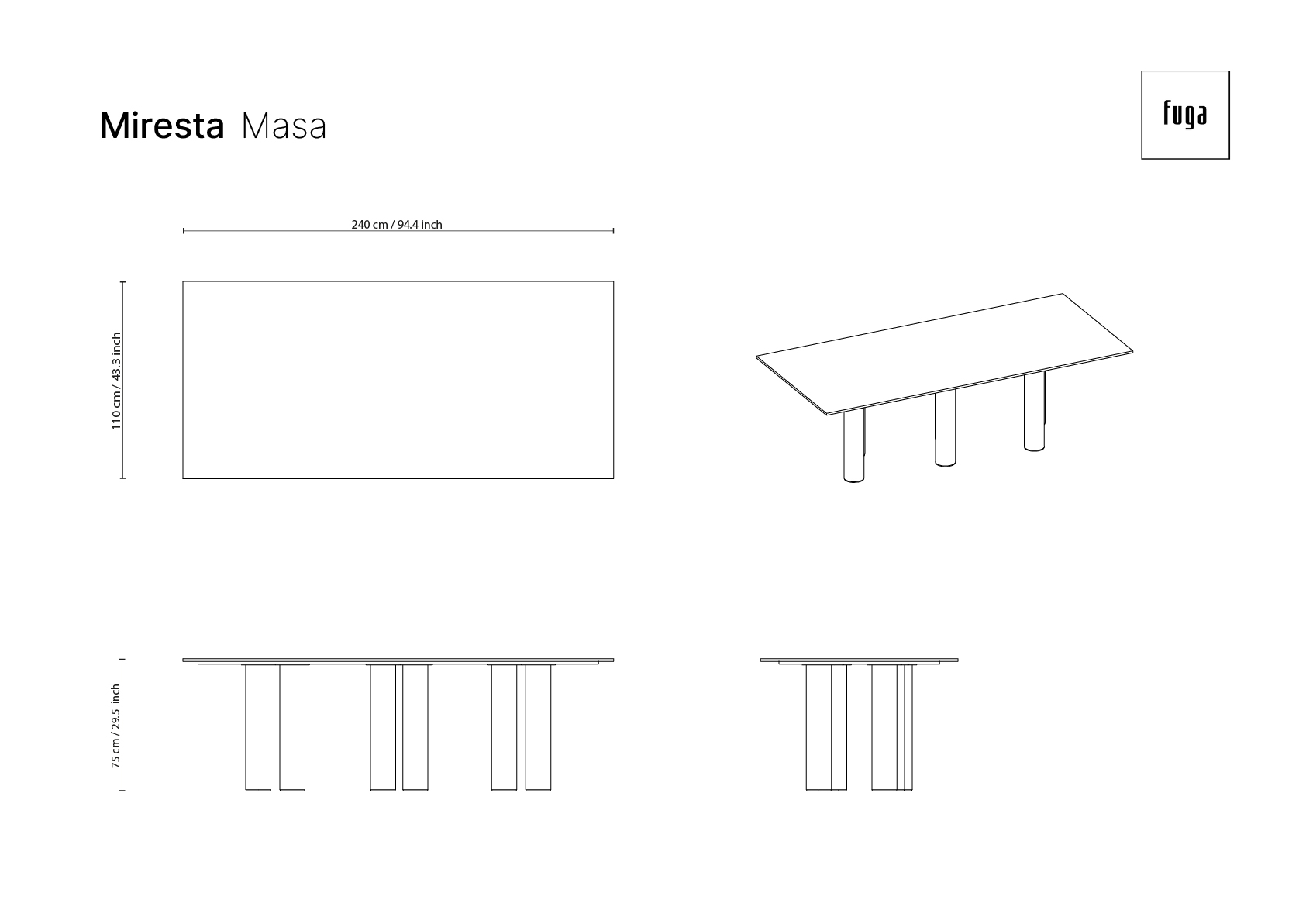 MİRESTA Table Ölçü Seçeneği 9