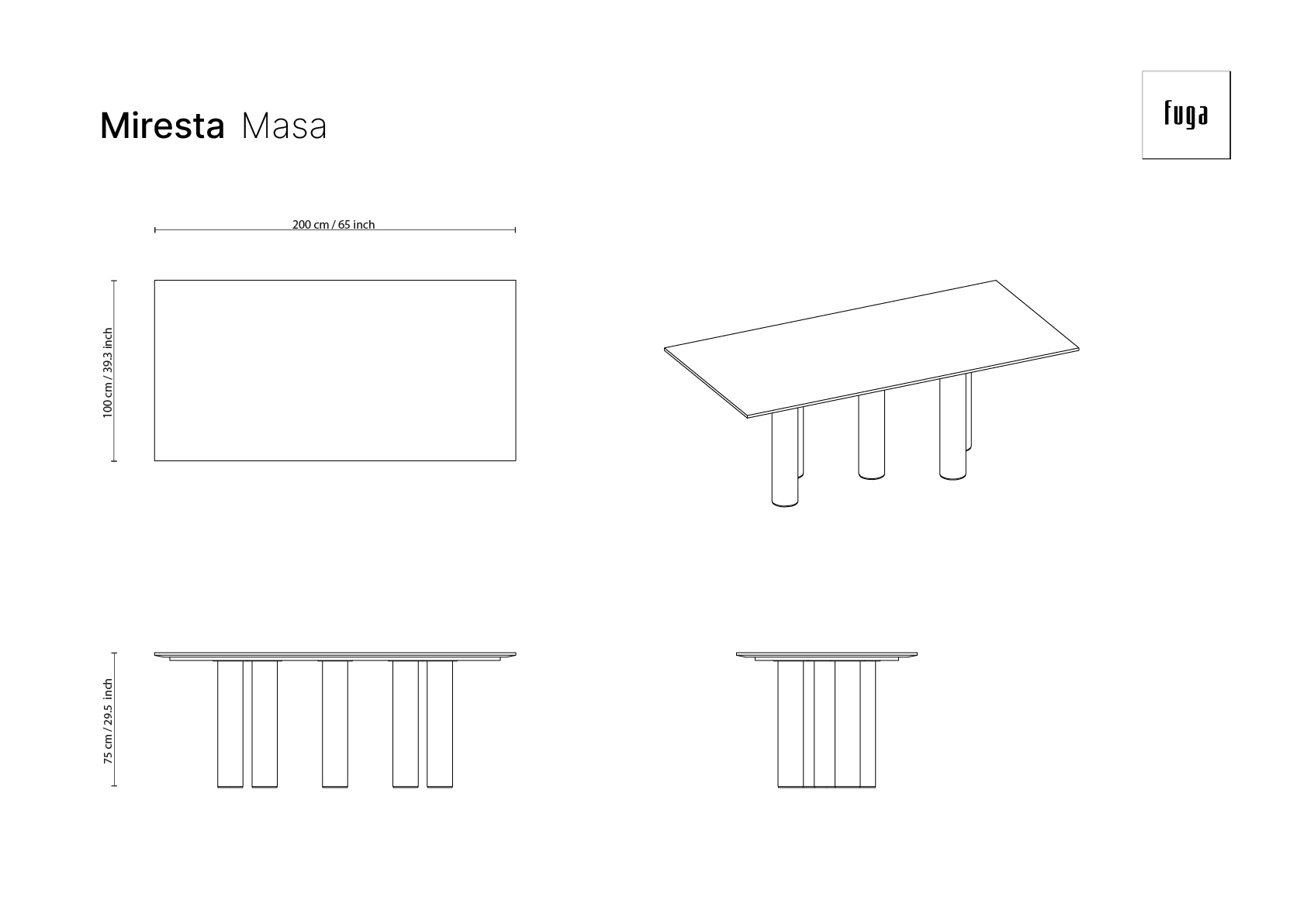MİRESTA Table Ölçü Seçeneği 8