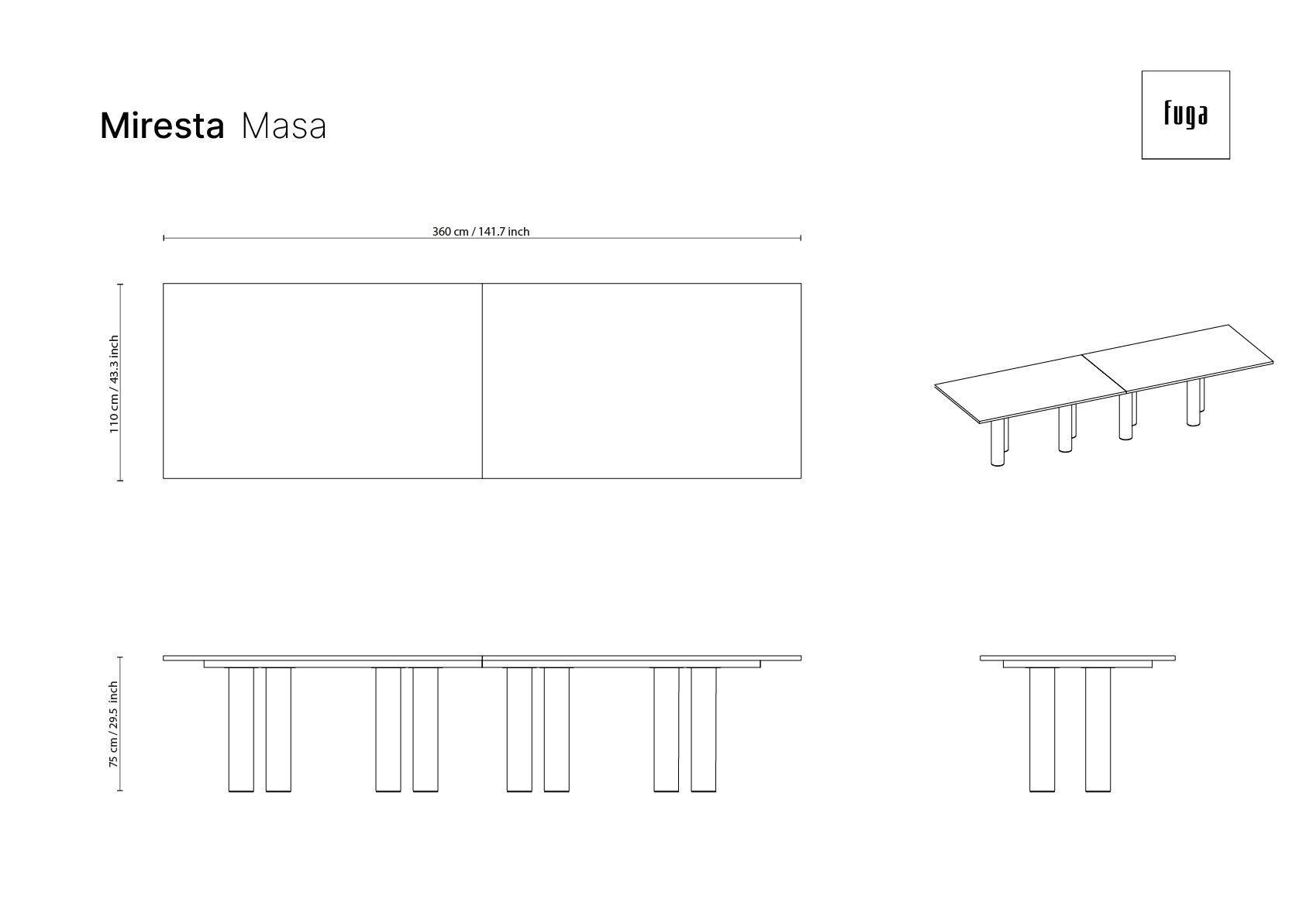 MİRESTA Table Ölçü Seçeneği 17