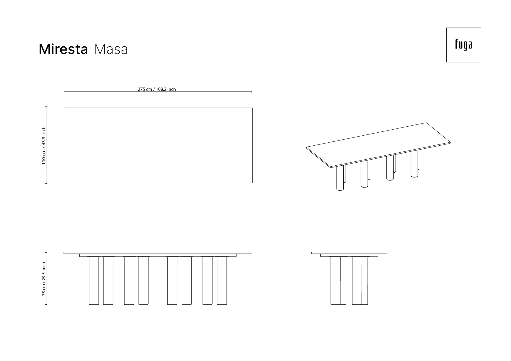 MİRESTA Table Ölçü Seçeneği 16
