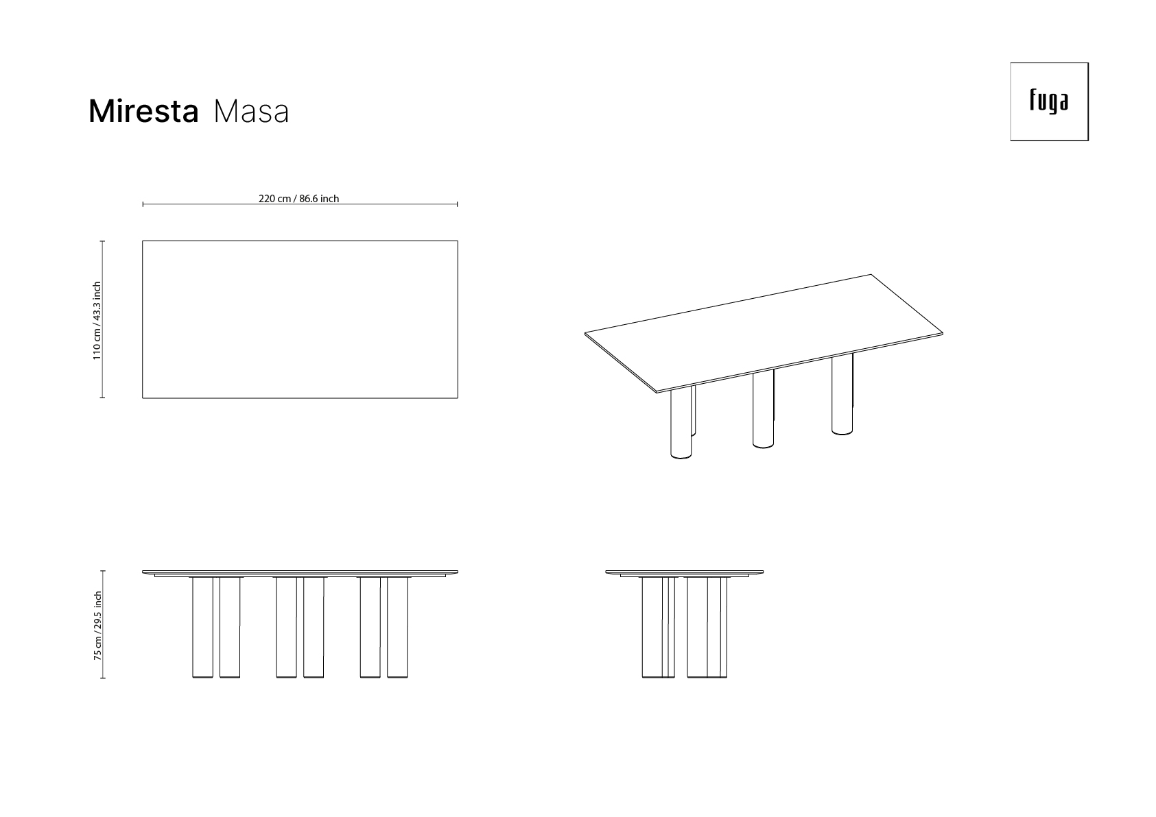 MİRESTA Table Ölçü Seçeneği 15