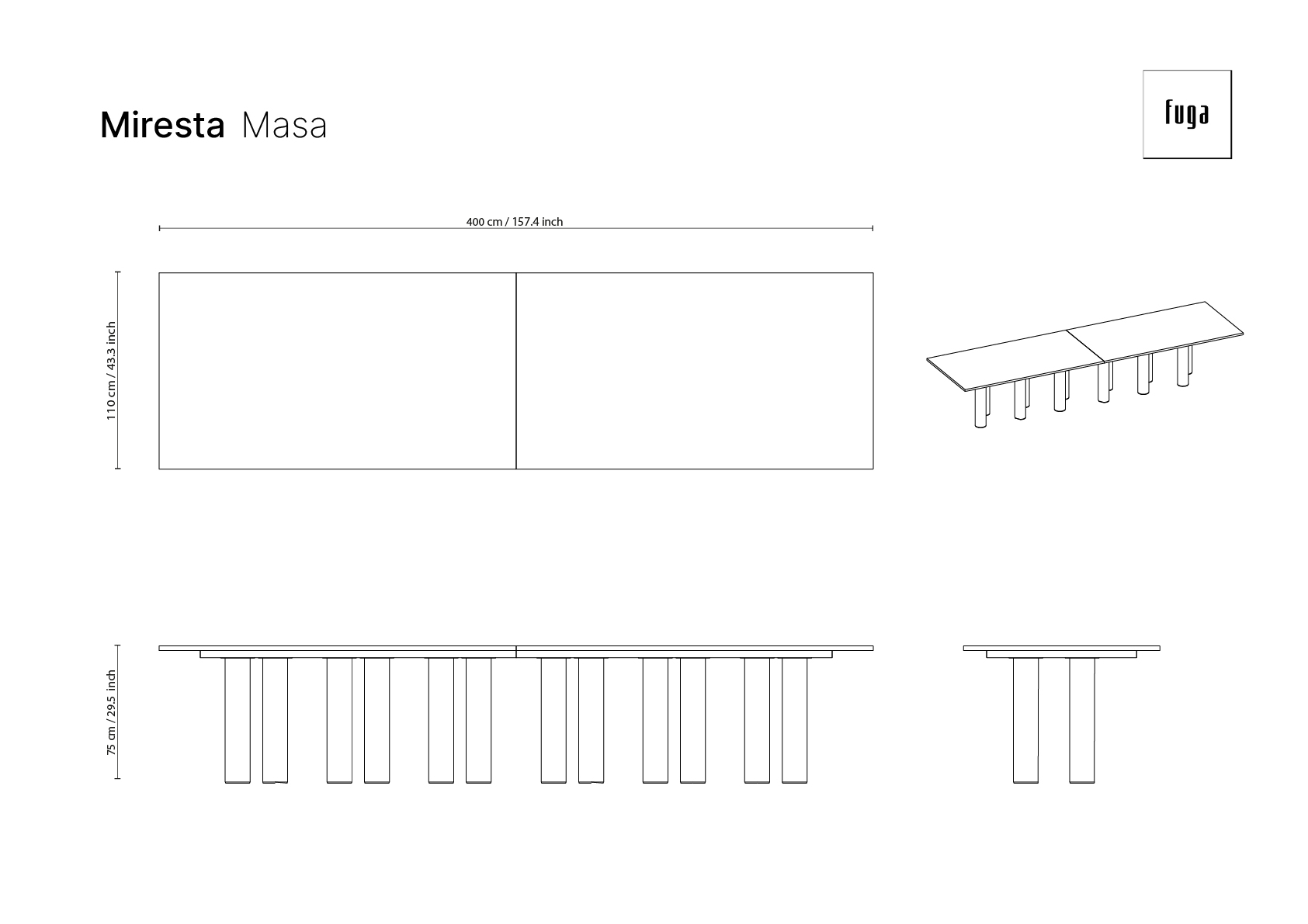 MİRESTA Table Ölçü Seçeneği 14