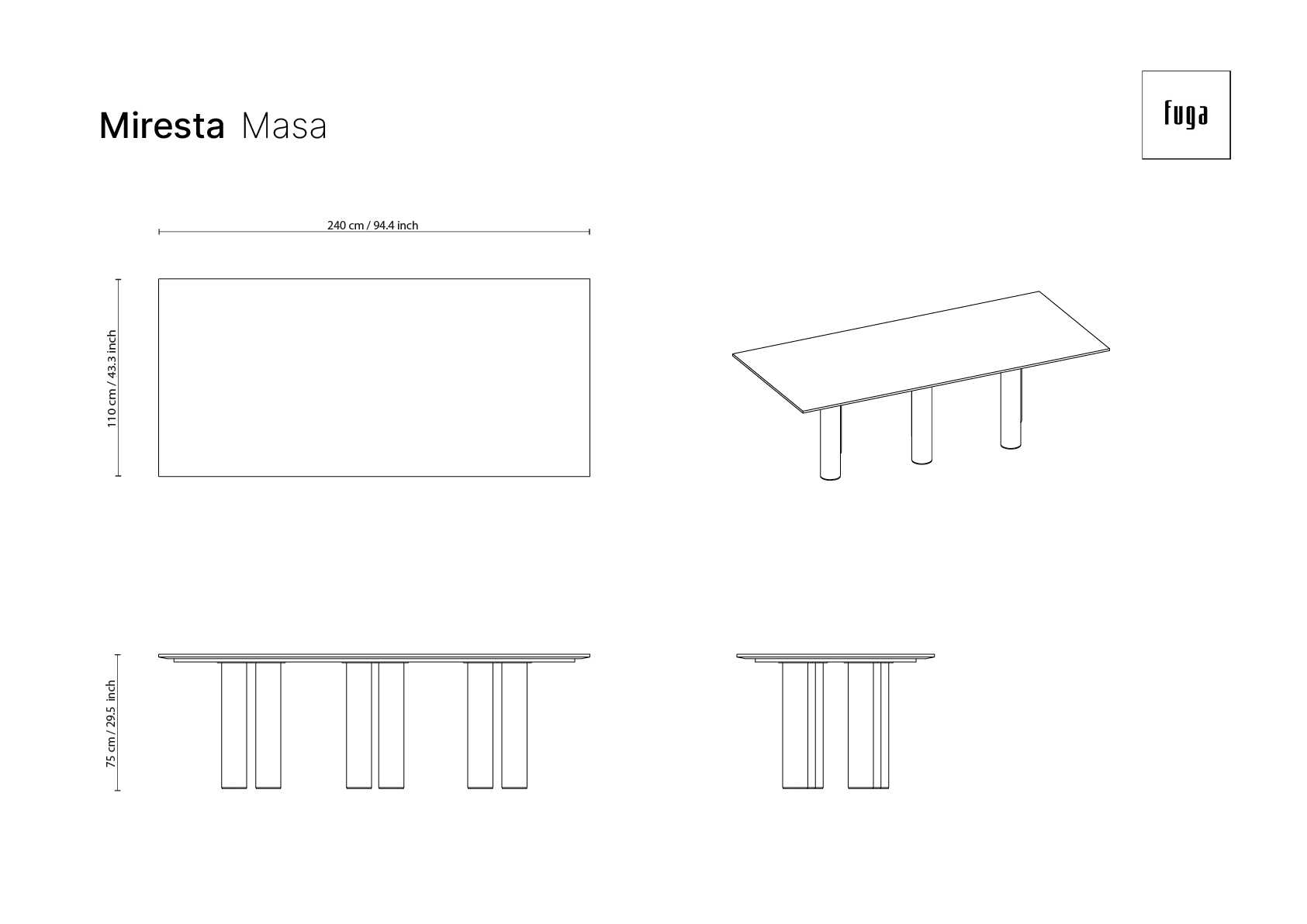 MİRESTA Table Ölçü Seçeneği 13