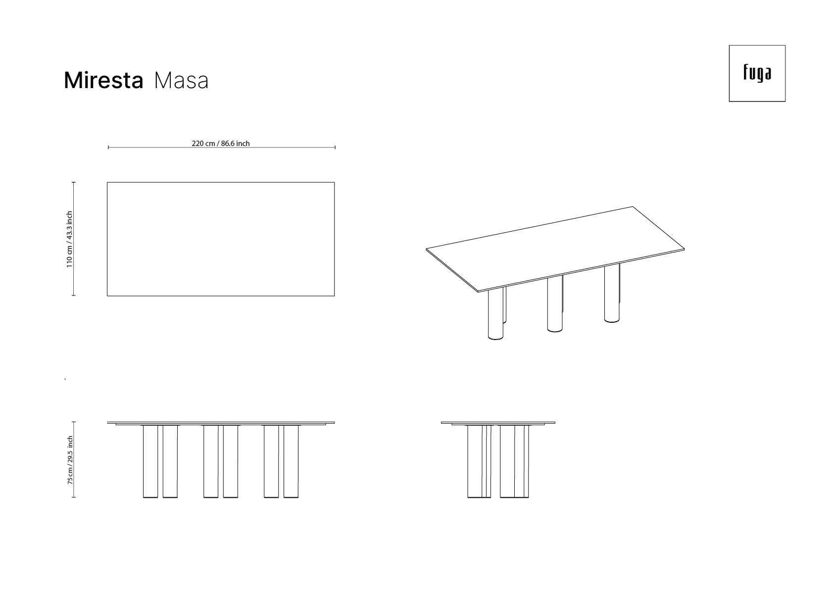 MİRESTA Table Ölçü Seçeneği 12